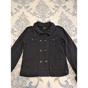 Women's Hurley Black Double Breasted Jacket 100 Percent Cotton Size XL